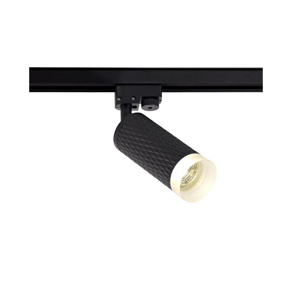 Luxuria Swirl 1 Light Track Adjustable Spot Light GU10 Sand Black/Acrylic Ring