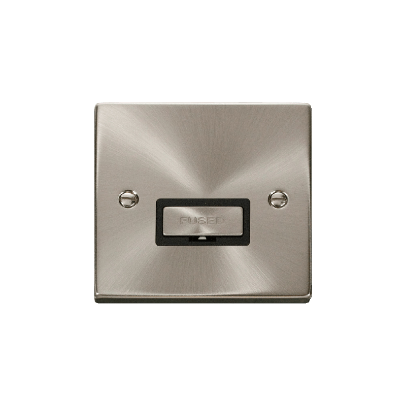 Click Deco 13A Fused 'Ingot' Connection Unit Satin Chrome Insert Black