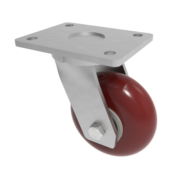 Ergonomic Polyurethane Plate Swivel Castor 125mm 450kg Load