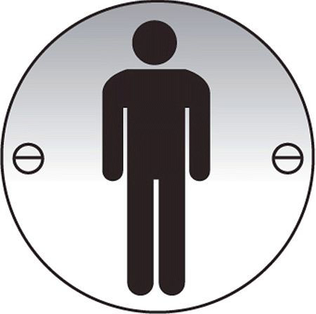 Gents symbol 76mm dia aluminium sign