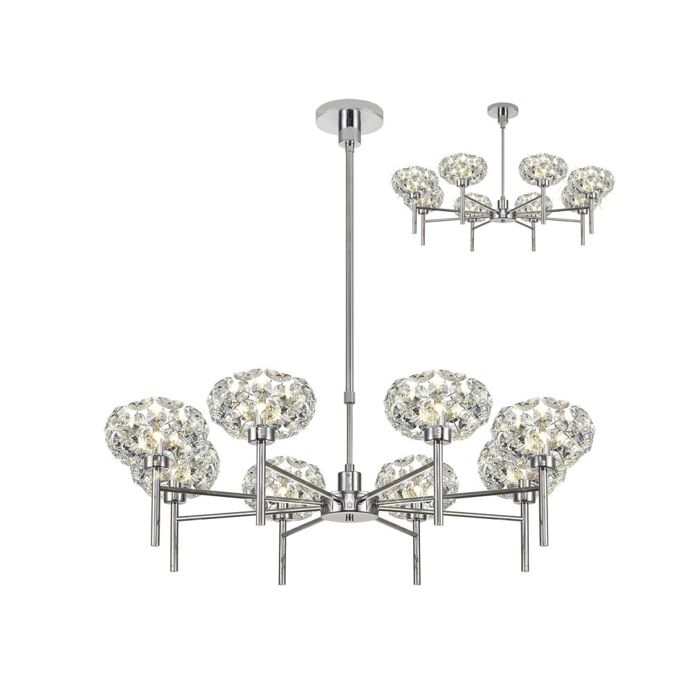 Luxuria Paramount 87cm 8 Light G9 Telescopic Light With Polished Chrome And Crystal Shade