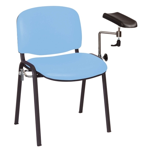 Phlebotomy Chair - Vinyl Anti-Bacterial Seats - Cool Blue