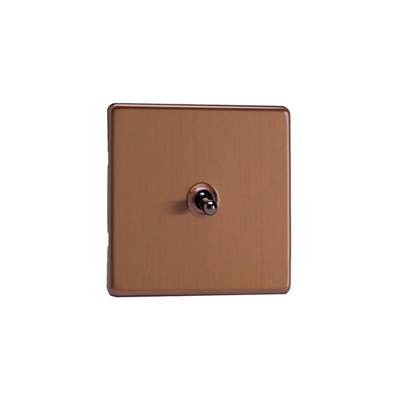 Varilight Urban 1G 10A Toggle Switch Brushed Bronze Screw Less Plate