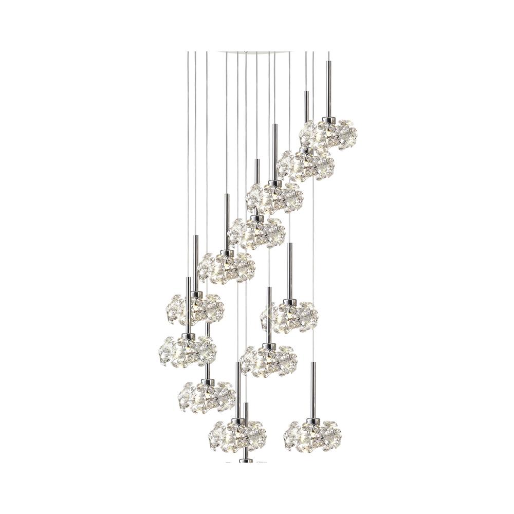 Luxuria Paramount 63cm 13 Light G9 2.5m Round Multiple Pendant With Polished Chrome And Crystal Shade