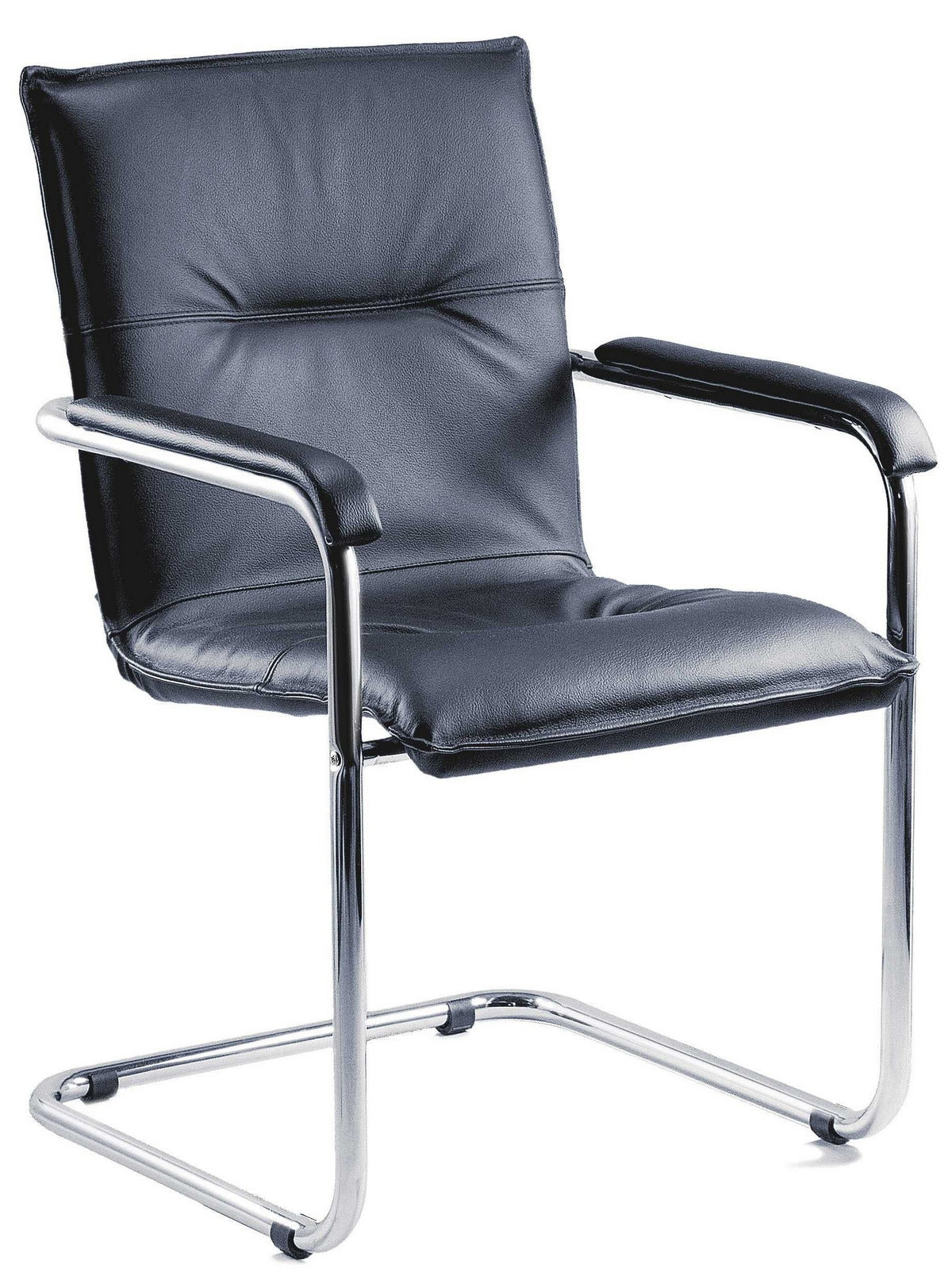 Specialising In Twin Pack - Black Leather Reception Chair - ENVOY North Yourkshire