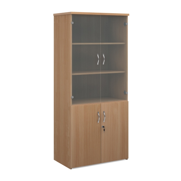 Universal Combination Unit with Glass Upper Doors and 4 Shelves - Beech