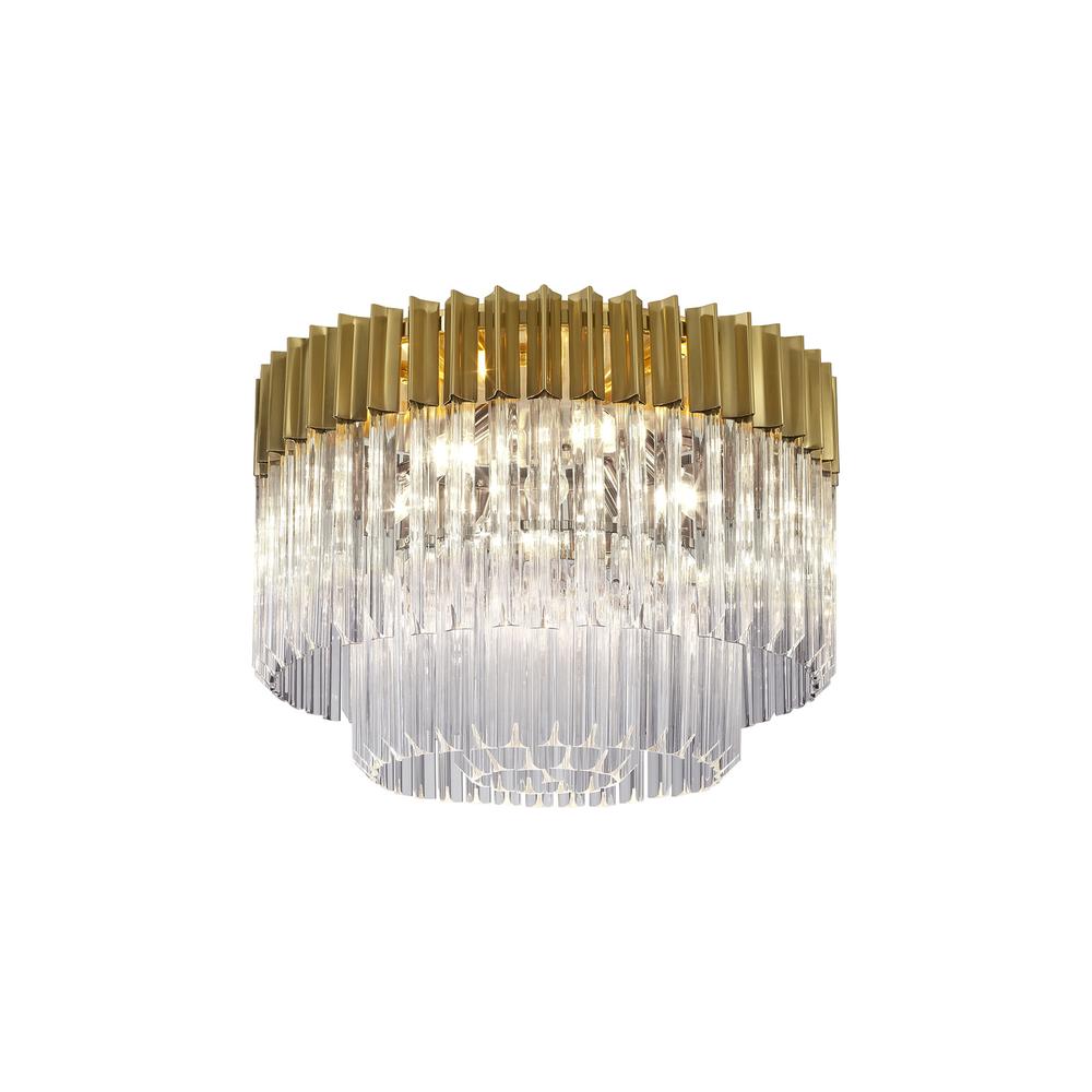 Luxuria Osiris 60cm Ceiling Round 7 Light E14 Brass/Clear Sculpted Glass