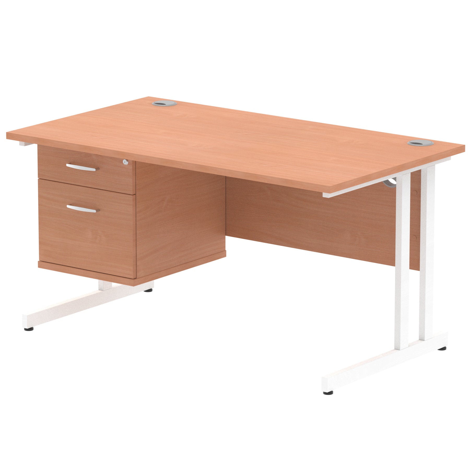 Specialising In Impulse Cantilever Straight Desk With Single Fixed Pedestal - 1400mm - Multiple Colour Options UK