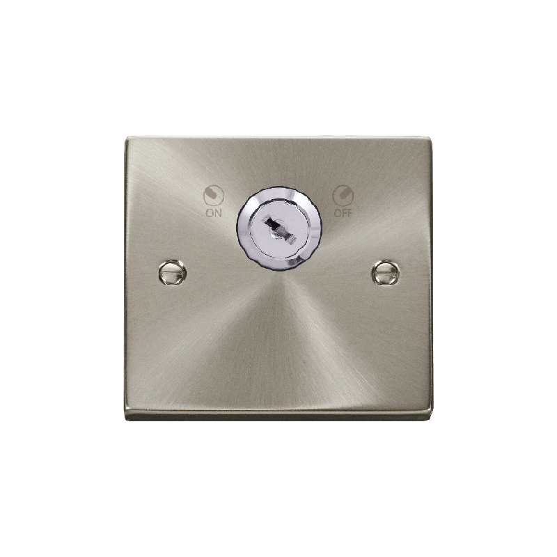 Click Deco 20A 1G Double Pole Key Lockable Switch Satin Chrome