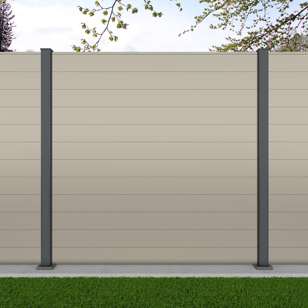 1.8m Connect Pebble Grey - Basalt Grey Bolt Down Posts - Metre Price 