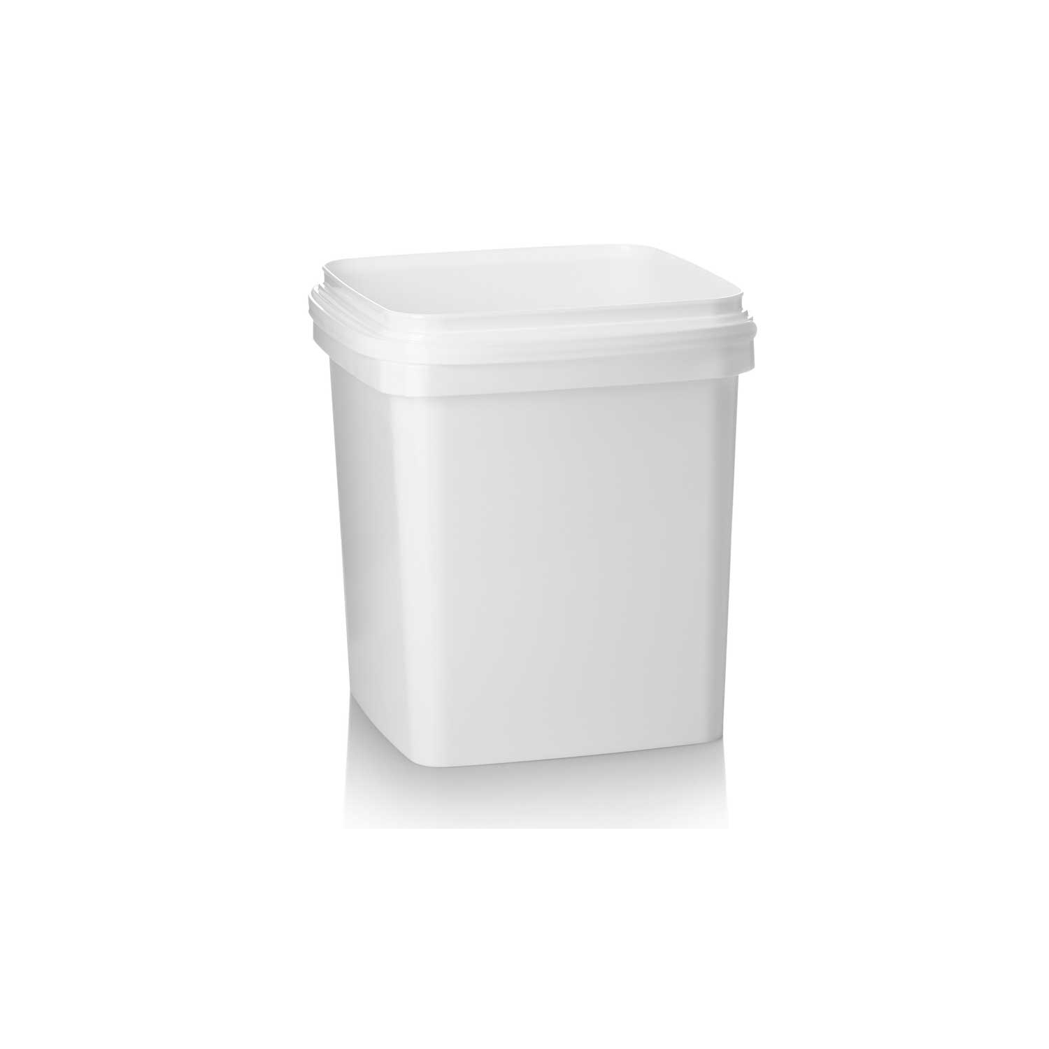 10ltr White PP Tamper Evident Square Pail with Plastic Handle
