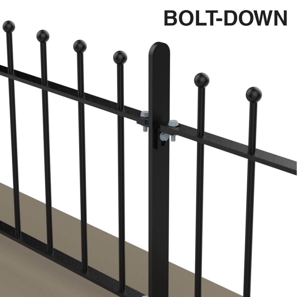 Black Powder Coated 500mm Sphere Top Bolt Down Fence p/m with 12mm Bars