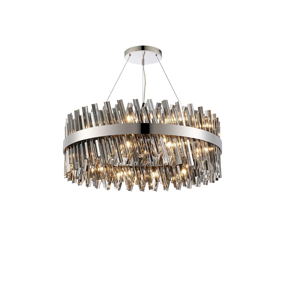 Luxuria Sylph 80cm 24 Light G9 Pendant Round Polished Nickel / Smoke