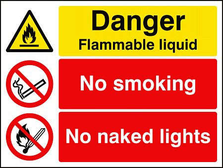 Danger flammable liquid no smoking no naked lights