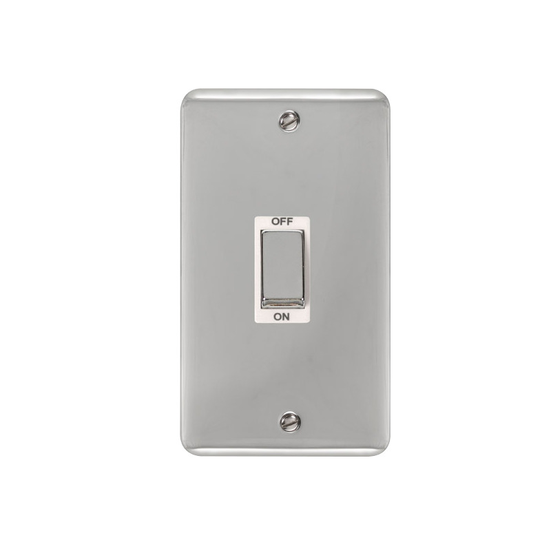 Click Deco Plus Vertical Cooker Switch Polished Chrome White Inserts