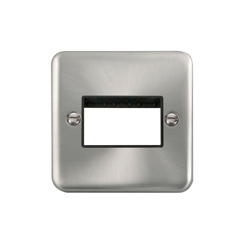 Click Deco Plus MiniGrid 3 Aperture Face Plate Satin Chrome Black Inserts