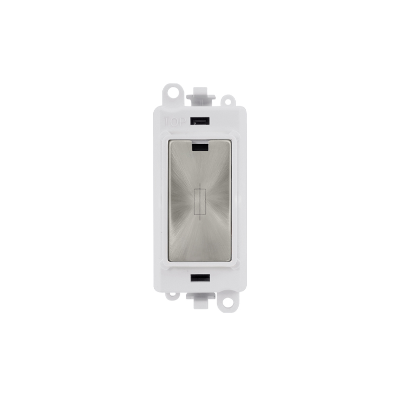 Click 20AX Satin Chrome 13A Fused Module Insert Polar White