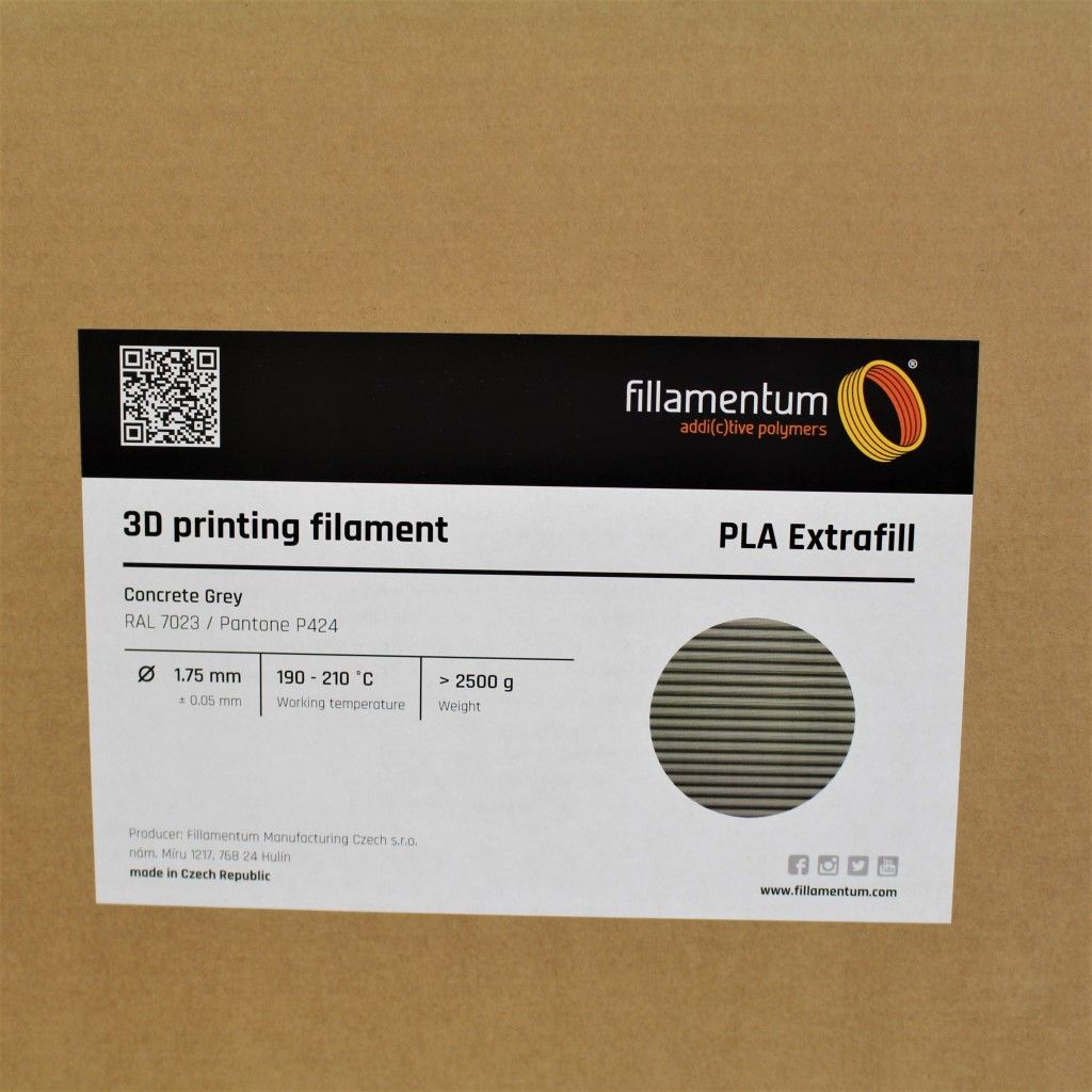 Fillamentum PLA Extrafill Concrete Grey 1.75MM 2.5Kg 3D Printer Filament