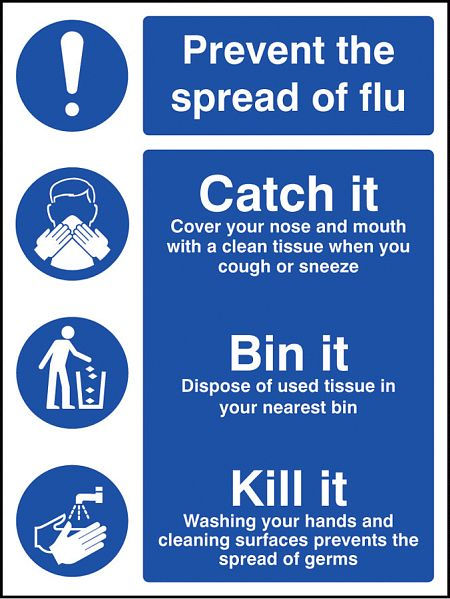 Prevent the spread of flu - Catch it Bin it Kill it