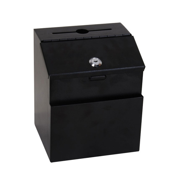 Lockable Black Steel Suggestions Box - Wall Mountable