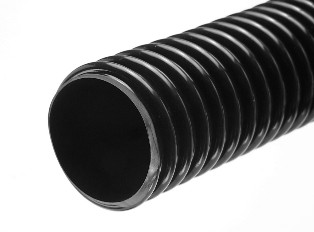Black Light Duty PVC Suction Delivery Hose - 38mm ID x 45mm OD
