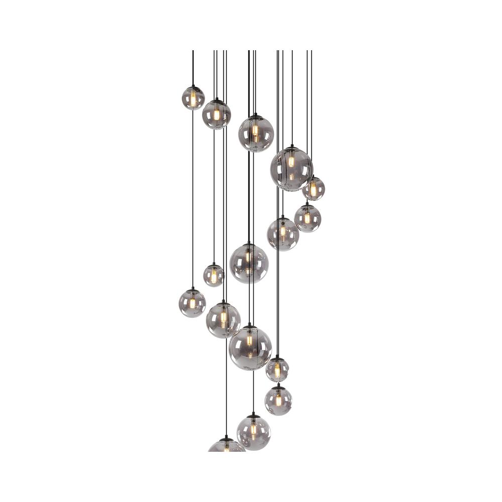 Luxuria Thorne 60cm Pendant 16xG9 Satin Black Smoke Plated Glass