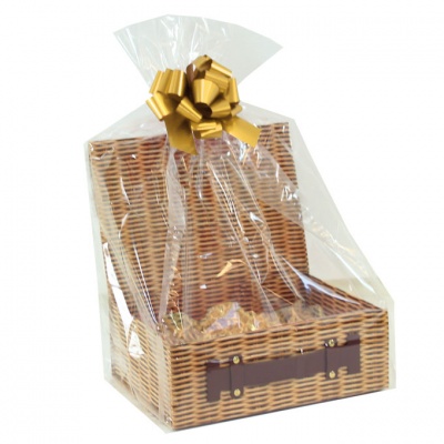 Complete Gift Hamper Kit - (lg) WICKER HAMPER BOX / GOLD ACCESSORIES