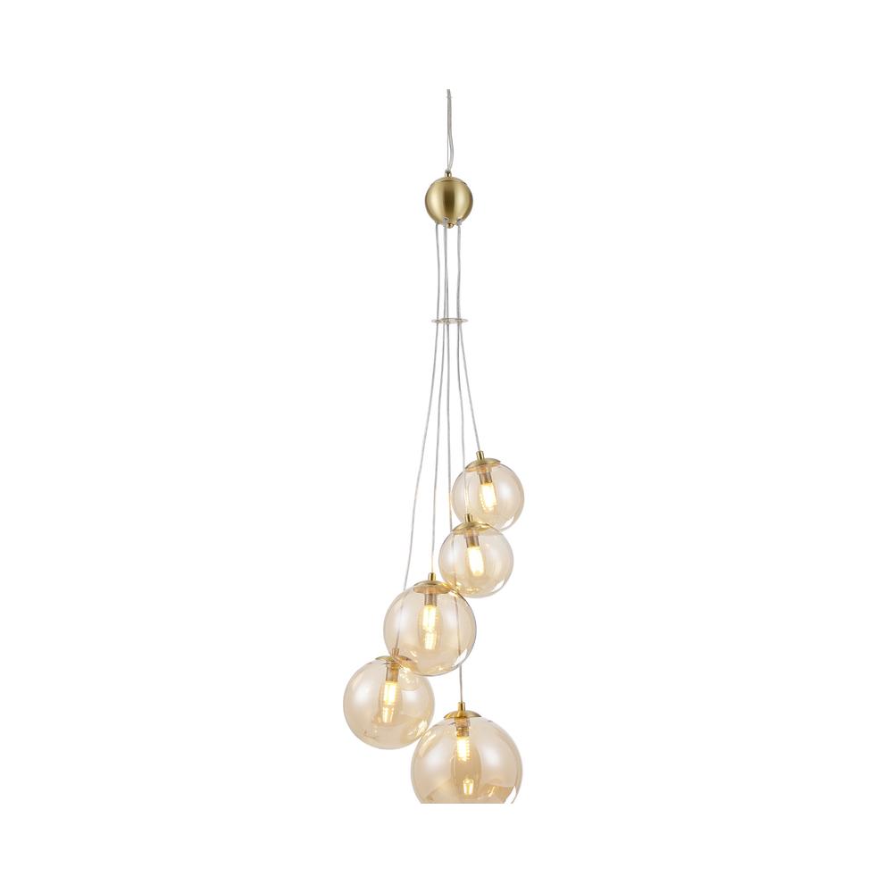 Luxuria Thorne 27cm Pendant 5xG9 Satin Gold Amber Plated Glass