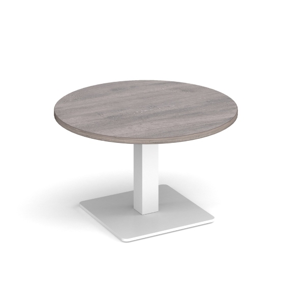 Brescia Circular Coffee Table with White Base - Grey Oak