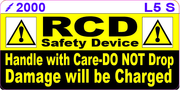 L005 S - RCD Safety Lable (Small) x 100
[L5S]