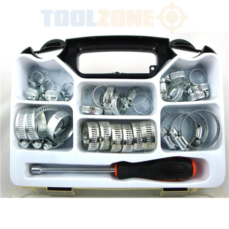 Toolzone 8-44 mm Stainless Steel Hose Clamps Clips - Silver (35-Piece)