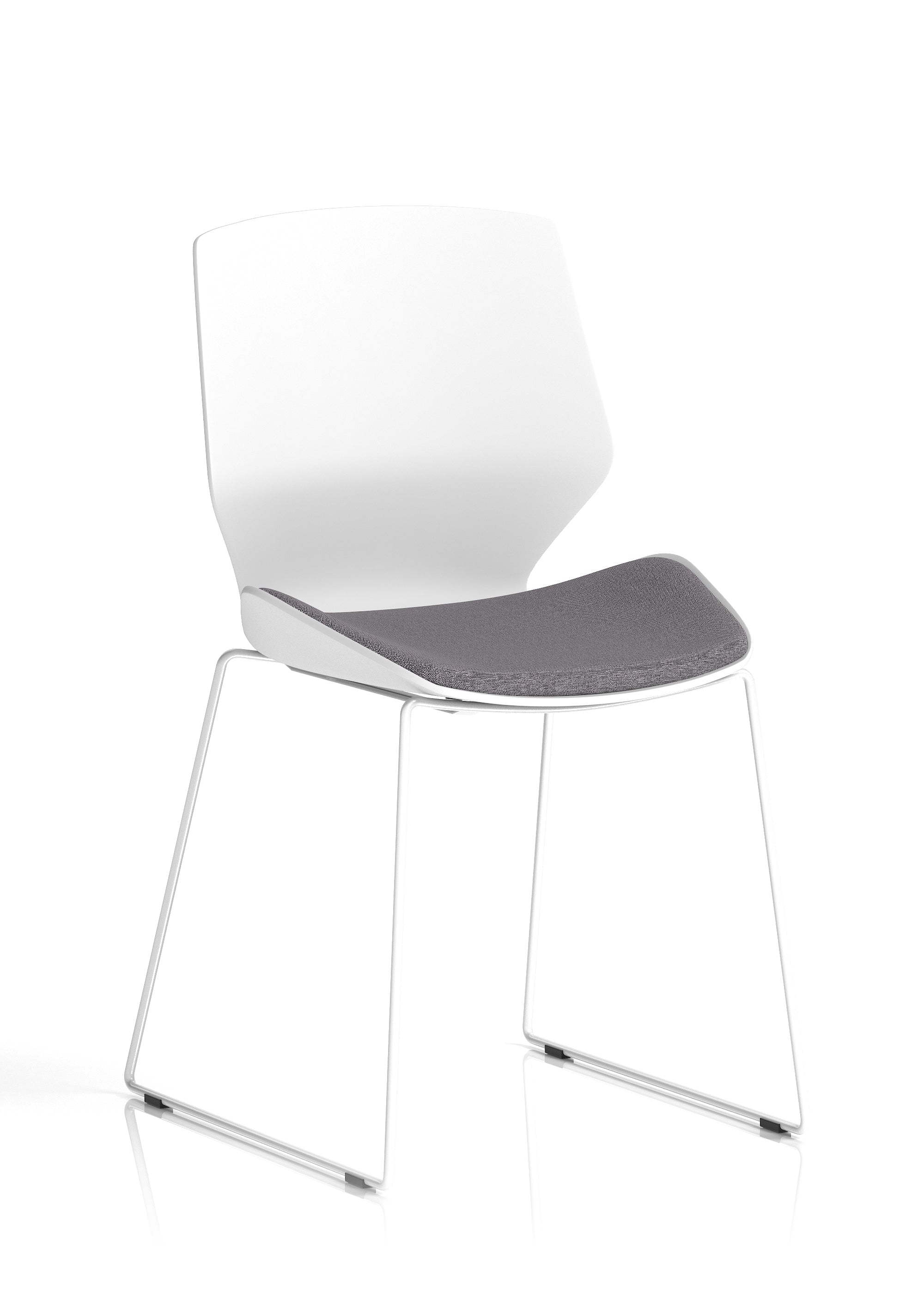 Florence Sled White Plastic Frame with Fabric Seat Visitor Chair - Multiple Fabric Seat Colours Available UK
