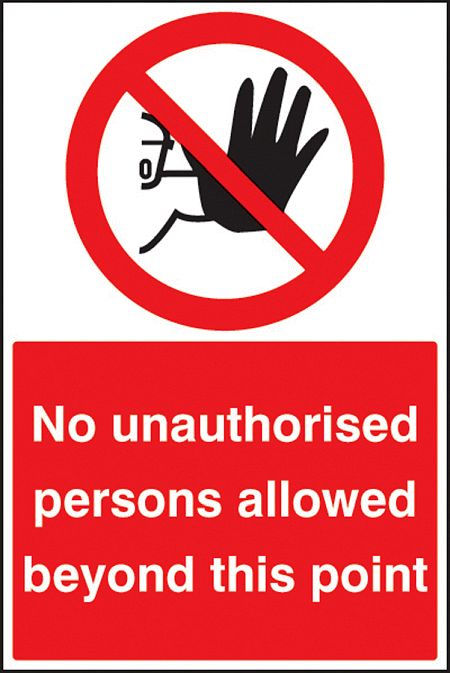 No unauthorised persons beyond this point floor graphic 400x600mm