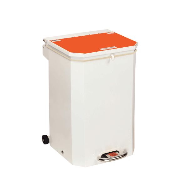 50 Litre Hospital Bin - Orange Lid - Waste Which May Be Treated' Label