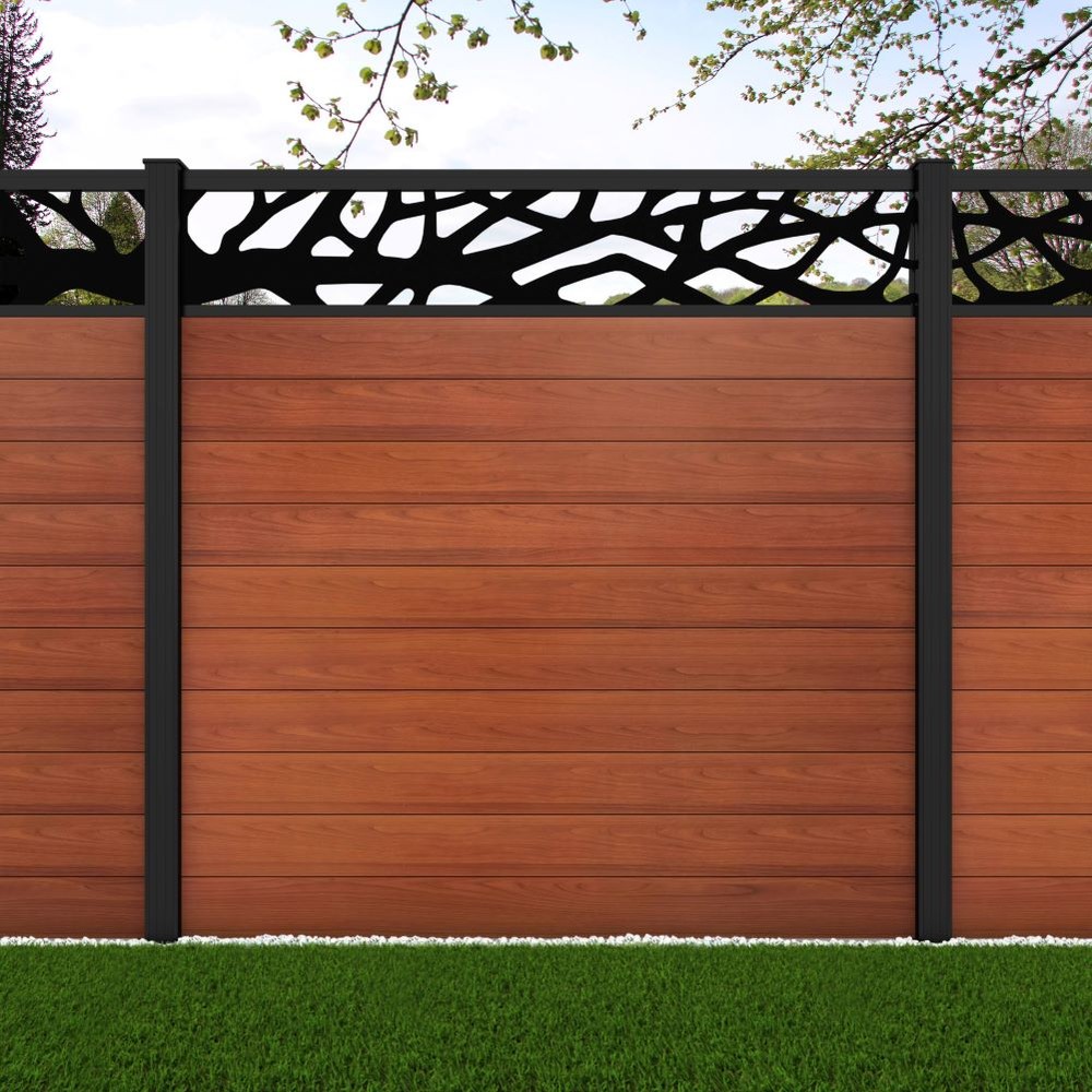 1.8m Connect+Woodland Laser Oak Effect Black Sand Posts - Metre Price
