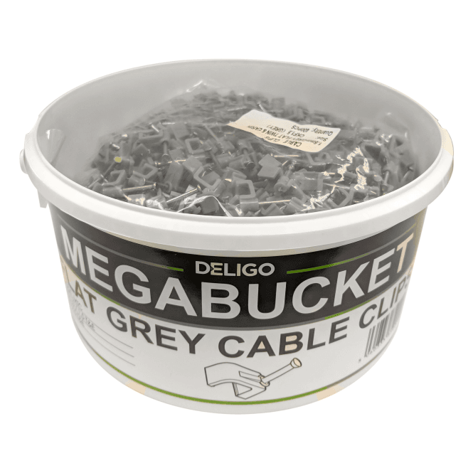 Flat Grey Cable Clips - Mega Bucket