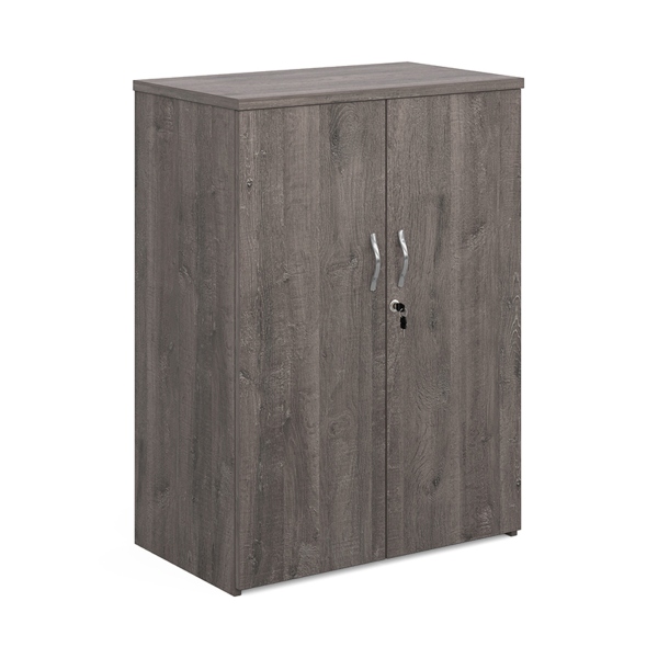 Universal Double Door Cupboard with 2 Shelves - Grey Oak
