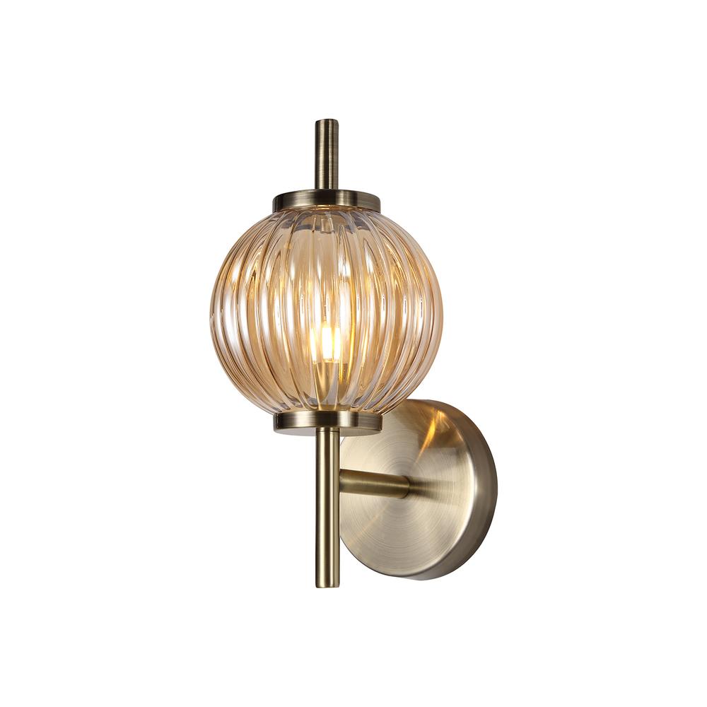 Luxuria Elysium Wall Light 1xG9 Antique Brass/Amber Glass