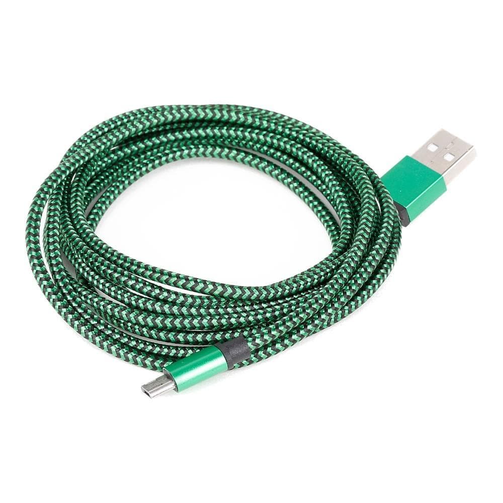 USB Cable 2m Braided Green (Type A-Micro B)