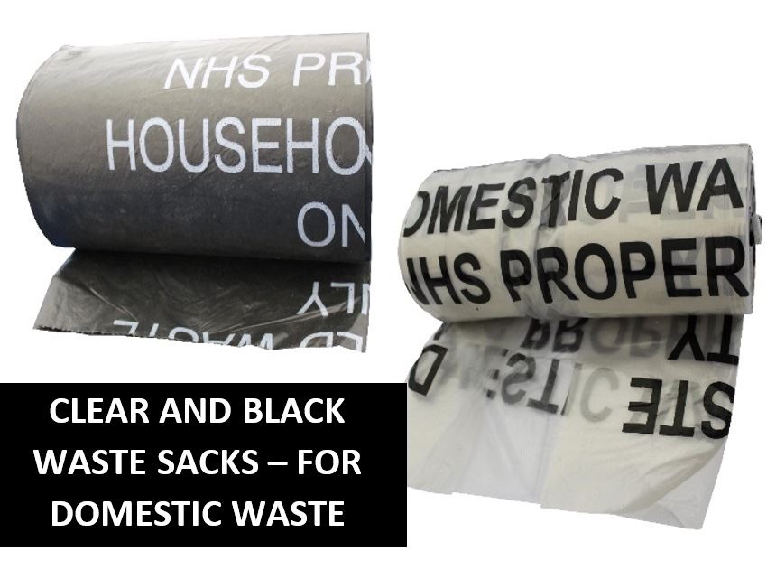 Clear and Black Domestic Waste Sacks