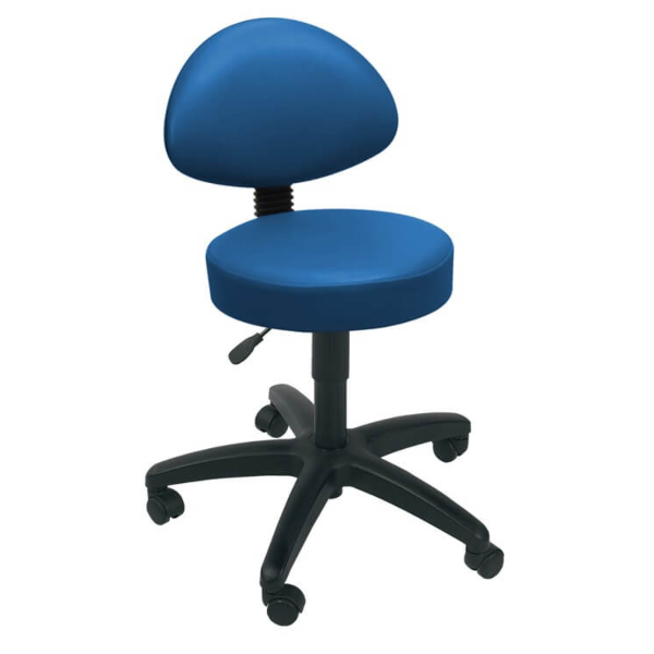 Gas Lift Examination Stool with Back Rest - Navy