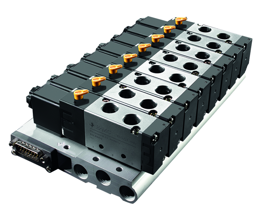 E.MC SR Series Integrated Manifold Plug&#45;In Type C&#47;W 5&#47;2 Sol&#47;Spring Valves