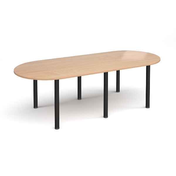 Radial End Meeting Table with Black Legs 6 People - Beech