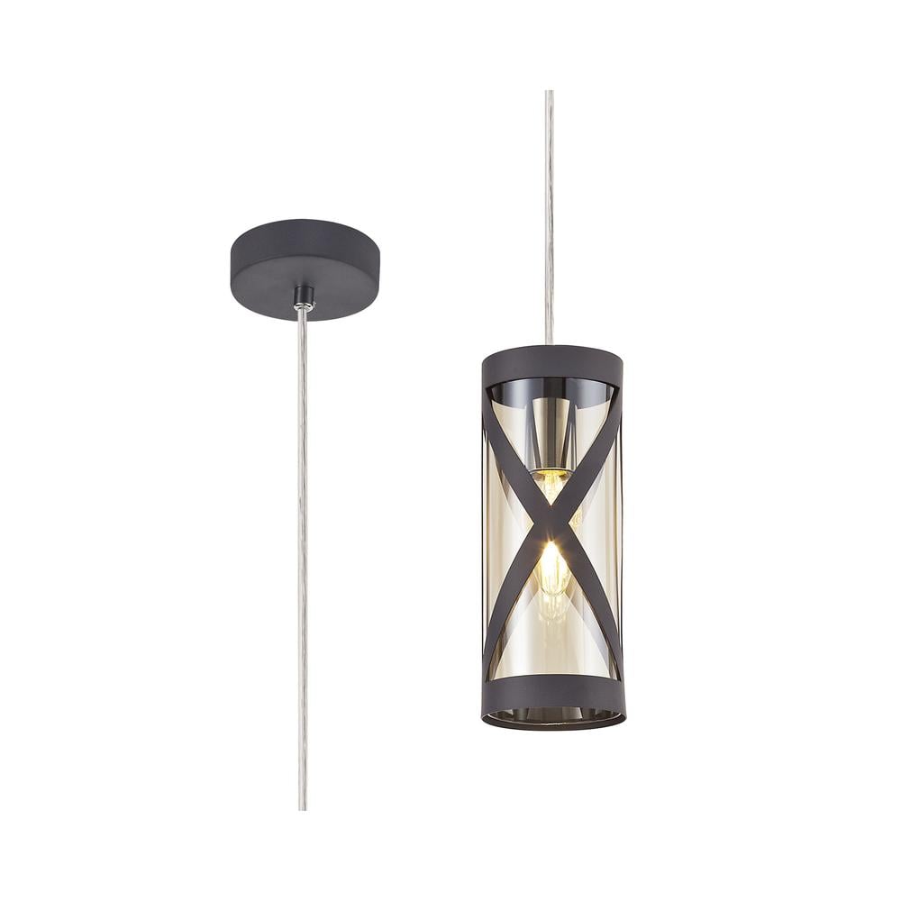 Luxuria Luminex 9cm Pendant Light E14 Matt Grey/Polished Chrome/Cognac