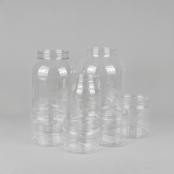 Large Clear Screw Top Plastic Jars 