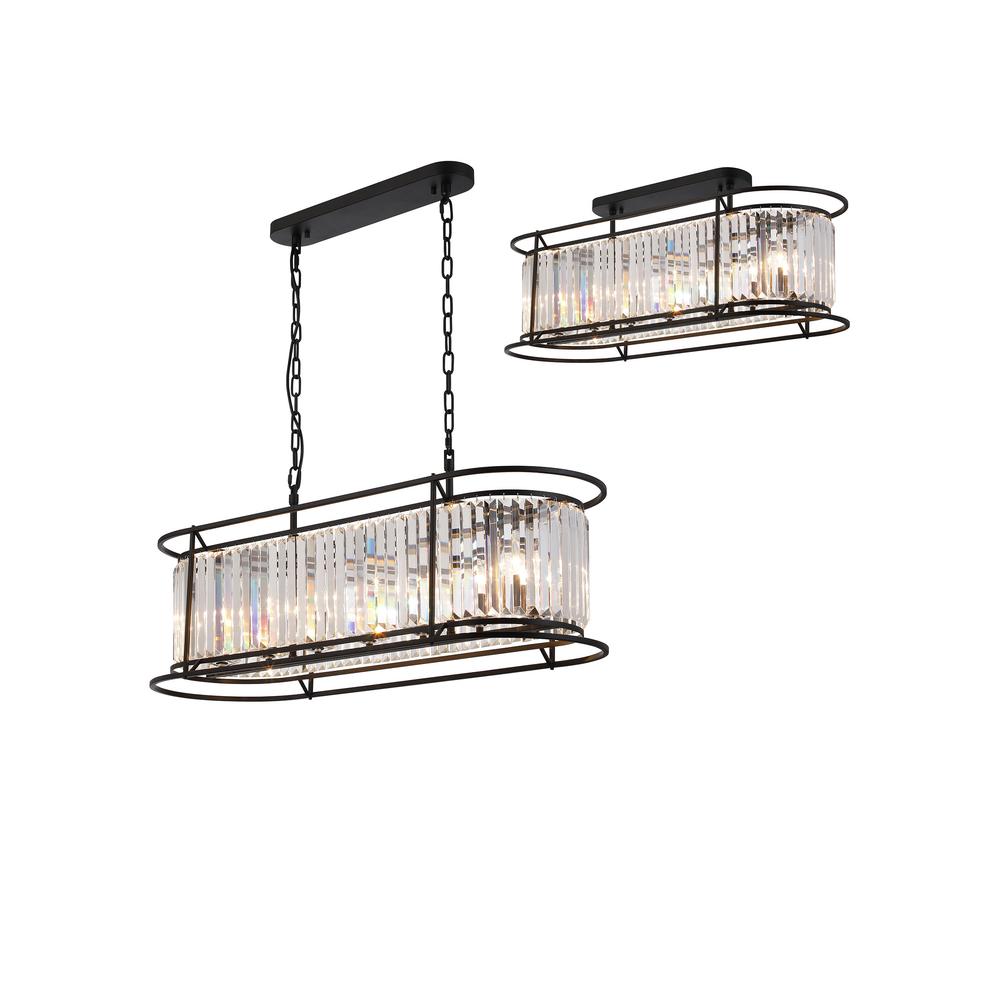 Luxuria Pantheon Oval Pendant 7xE14 Satin Black / Clear