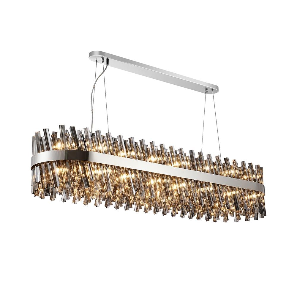 Luxuria Sylph 1.5m 36 Light G9 Pendant Oblong Polished Nickel / Smoke