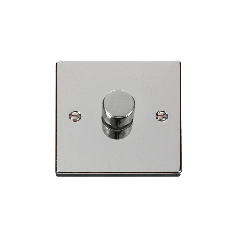 Click Deco 1 Gang 2 Way 100W LED Dimmer Switch Polished Chrome