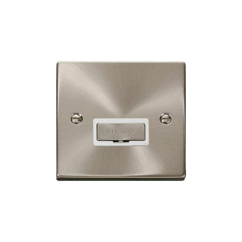 Click Deco 13A Fused 'Ingot' Connection Unit Satin Chrome Insert White