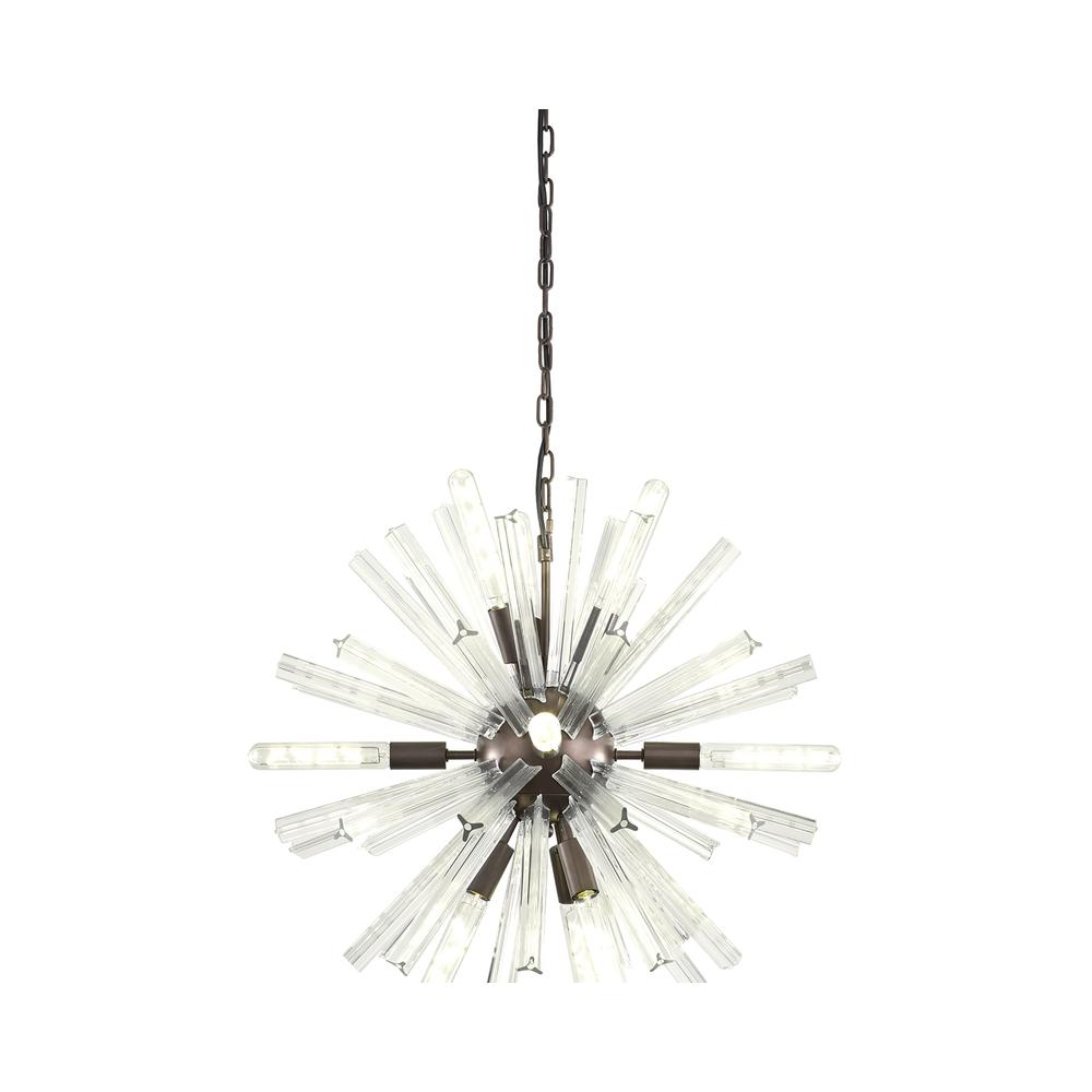 Luxuria Seneca 60cm 10 Light E14 Round Pendant Brown Oxide / Clear Glass